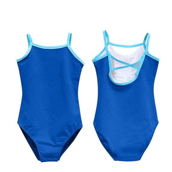 ZACPNCV Girls Kids Nude Camisole Gymnastics Leotard for Dance Ballet Adjustable Straps Dark Blue 6-7 Years