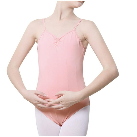 ZACPNCV Girls Kids Nude Camisole Gymnastics Leotard for Dance Ballet Adjustable Straps Pink 11-12 Years