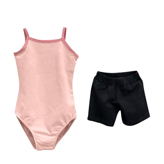 ZACPNCV Girls Kids Nude Camisole Gymnastics Leotard for Dance Ballet Adjustable Straps Pink 5-6 Years