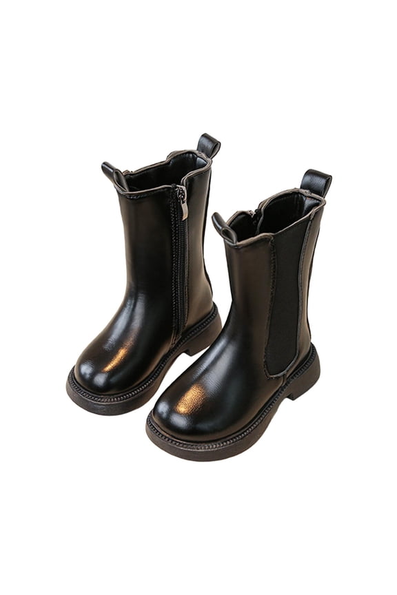 Girls Knee High Boots Bowknot Ruffle Trim Side Zipper Riding Boots Fall Winter High Top Shoes Black