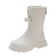 thumbnail image 1 of ZACPNCV Girls Knee High Boots Kids Fashion Low Heel Side Zip Tall Riding Boots Winter Dressy Party Long Boot for Toddler White, 1 of 7