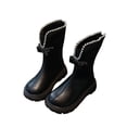 thumbnail image 1 of ZACPNCV Girls' Knee High Riding Boots Cute Bow Riding Boots Non Slip Side Zipper Boots Fur Lined Tall Waterproof Winter Boots Black, 1 of 7
