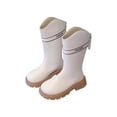 thumbnail image 1 of ZACPNCV Girls' Knee High Riding Boots Cute Bow Riding Boots Non Slip Side Zipper Boots Fur Lined Tall Waterproof Winter Boots White, 1 of 9