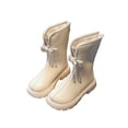 thumbnail image 1 of ZACPNCV Girls' Knee High Riding Boots Cute Bow Riding Boots Non Slip Side Zipper Boots Fur Lined Tall Waterproof Winter Boots White, 1 of 9
