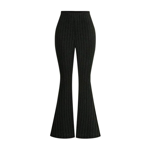 ZACPNCV Girls Knit Flare Pants Solid Stretchy High Elastic Waist Bell Bottoms Pants Teen Girls Summer Workout Casual Trousers Black 9-10 Years