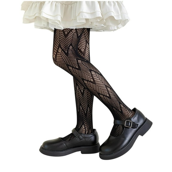ZACPNCV Girls Lace Tights Hollowed Fishnet Stockings Toddler Stockings Heart Pattern Dance Pantyhose Spring Summer 9-13 Years