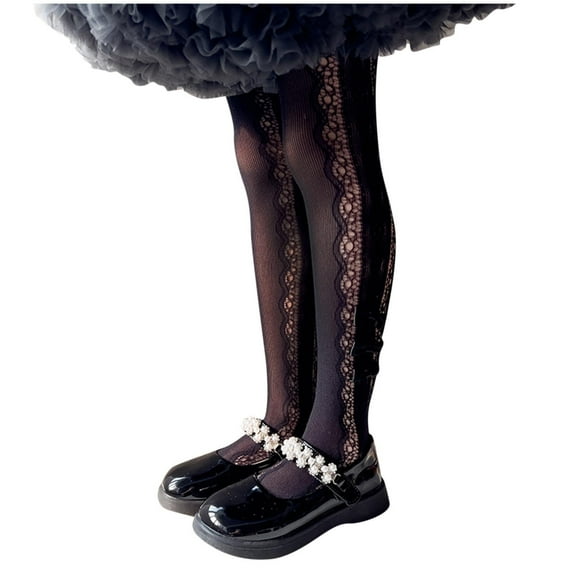 ZACPNCV Girls Lace Tights Kids Sheer Fishnet Stockings Toddler Stockings Spring Heart Pattern Hollow Summer Pantyhose 5-8 Years