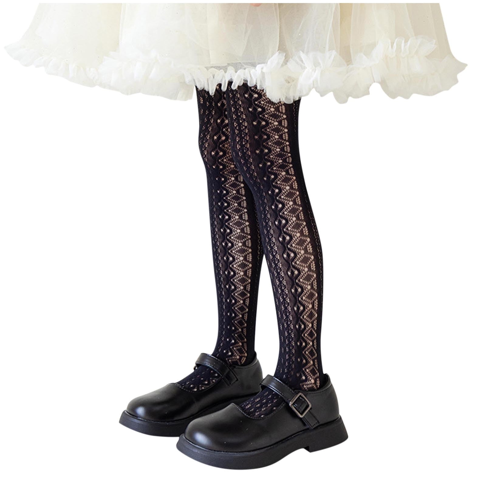 ZACPNCV Girls Lace Tights Kids Sheer Fishnet Stockings Toddler Stockings Spring Heart Pattern Hollow Summer Pantyhose 9-13 Years