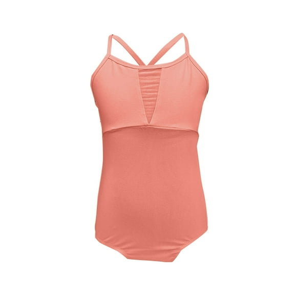 ZACPNCV Girls Leotard Camisole Adjustable Strap Ballet Gymnastic Front Lined Orange 5-6 Years
