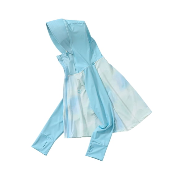 ZACPNCV Girls Lightweight Jacket Long Sleeve Zip Up Athletic Hoodie Top UPF50+ Fishing Hiking Sun Protection Outwear Blue 11-12 Years