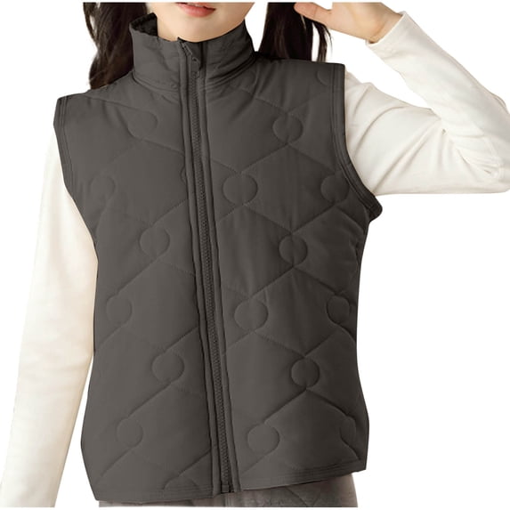 ZACPNCV Girls Lightweight Water- Packable Puffer Vest Dark Gray 8-9 Years