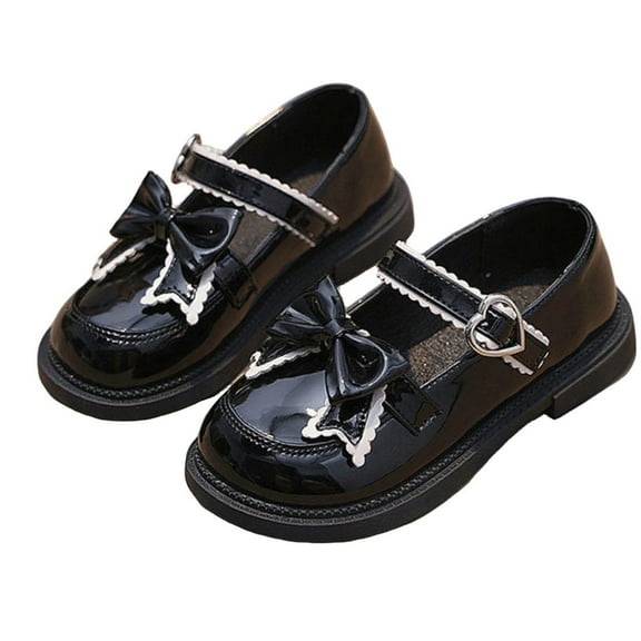 ZACPNCV Girls Loafers Slip On Flats Casual Boat Shoes Round Toe Wedding Church School Uniform Dress Shoes Black