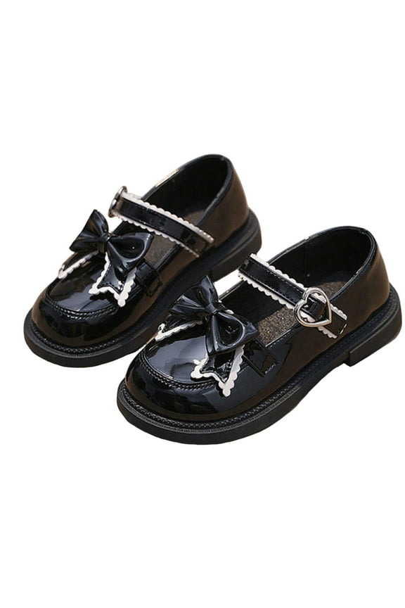 Girls Loafers Slip On Flats Casual Boat Shoes Round Toe Wedding Church School Uniform Dress Shoes Black
