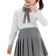 thumbnail image 1 of ZACPNCV Girls Long Sleeve School Shirts Blouse Tops Ruffle Princess Lace Collar Bowknot Button Down Uniform Dress Shirts Gray 12-13 Years, 1 of 4