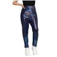 thumbnail image 1 of ZACPNCV Girls Metallic Pants Holographic Shiny Sparkly Stretchy Jogger Pants Loose Hip Hop Wear Blue 9-10 Years, 1 of 6