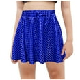 thumbnail image 1 of ZACPNCV Girls Metallic Skater Skirt Sparkly Shiny Flared Pleated A-Line Mini Skort Blue 9-10 Years, 1 of 4