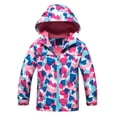 thumbnail image 1 of ZACPNCV Girls Outdoor Floral Fleece Lined Light Windproof Jacket with Hood Pink 7-8 Years, 1 of 6