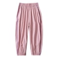 thumbnail image 1 of ZACPNCV Girls Pants Summer Elastic Waist Wide Leg Pants Lightweight Flowy Boho Beach Vacation Lounge Trousers, 1 of 6