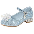 thumbnail image 1 of ZACPNCV Girls Pearl Bow Sparkly Heels Princess Dress Low Heel Pageant Wedding Performance Shoes, 1 of 6