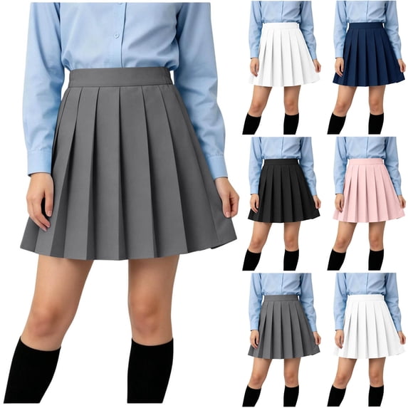 ZACPNCV Girls Pleated Skirt Kids School Uniform Elastic High Waist Tennis Skirts Gray 11-12 Years