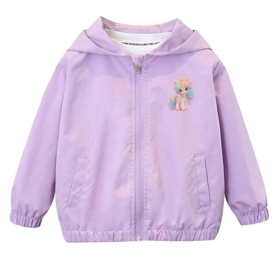 ZACPNCV Girls Rain Jacket Waterproof Hooded Windbreaker Kids Windproof Jackets Raincoats Purple 6-7 Years
