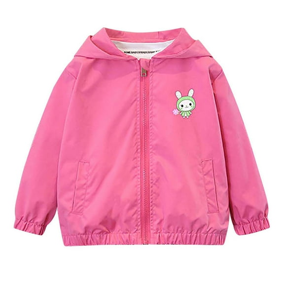 ZACPNCV Girls Rain Jacket Waterproof Hooded Windbreaker Kids Windproof Jackets Raincoats Red 2-3 Years