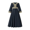 thumbnail image 1 of ZACPNCV Girls Renaissance Dress Kids Medieval Princess Outfit Girls Bundle Waist Long Sleeve Maxi Dress Navy 10-11 Years, 1 of 9