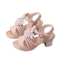 thumbnail image 1 of ZACPNCV Girls Rhinestone Bow High Heel Sandals Sparkly Dress Shoes for Pageant Wedding, 1 of 6