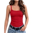 thumbnail image 1 of ZACPNCV Girls Ribbed Knit Cami Top Solid Color Slim Fit Crewneck Sleeveless Spaghetti Strap Tank Top Stretchy Comfort Layering Undershirt 3-13 Years Red, 1 of 7