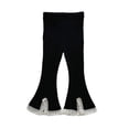 thumbnail image 1 of ZACPNCV Girls Ribbed Knit Flare Pants Elastic Waist Lace Trim Bootcut Bell Bottom Trousers Casual Stretch Leggings for Little Girls 5-6Years Black, 1 of 3