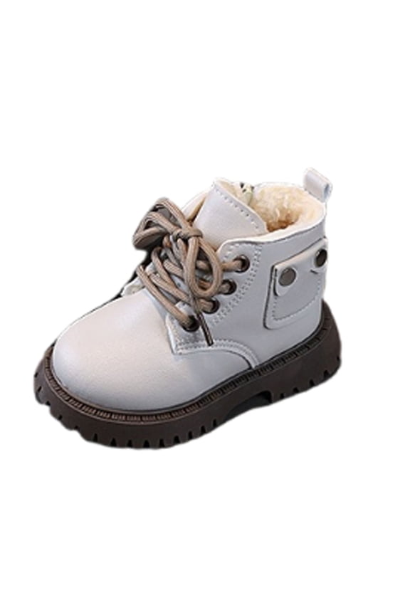 Girls Riding Boots Leather Thermal Winter Boots Beige