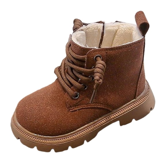 ZACPNCV Girls Riding Boots Leather Thermal Winter Boots Brown