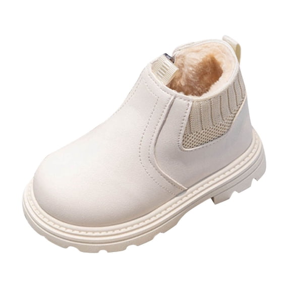 ZACPNCV Girls Riding Boots Leather Thermal Winter Boots White