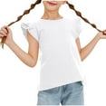 thumbnail image 1 of ZACPNCV Girls Ruffle Sleeve Shirts Summer Crewneck Tee Tops Casual Cute Blouse White 12-13 Years, 1 of 9