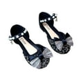 thumbnail image 1 of ZACPNCV Girls Sandals Close Toe Cute Bow Princess Girls High Heels Sparkly Summer Dress Shoes Sandals for Toddler Black 5-6 Years, 1 of 5