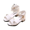thumbnail image 1 of ZACPNCV Girls Sandals Flower Girls Dress Shoes Open Toe Kids Summer High Heels Dance Sandals White 5.5-6 Years, 1 of 7