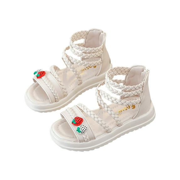 ZACPNCV Girls Sandals Little Girls Kids Summer Shoes Toddler Sandals Beige 6-6.5 Years