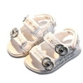 thumbnail image 1 of ZACPNCV Girls Sandals Open Toe Cute Flowers Princess Girls Flats Summer Dress Shoes Sandals for Toddler White 3-4 Years, 1 of 1
