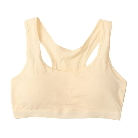 ZACPNCV Girls Seamless Training Bra Crop Sports Bra Pack Beige 7-11 Years