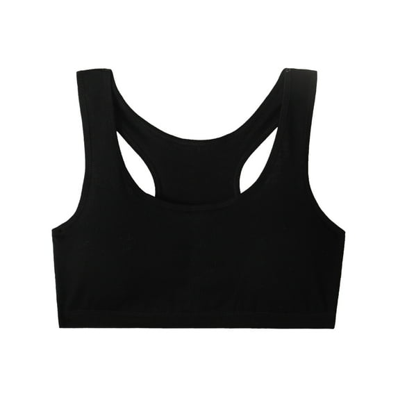 ZACPNCV Girls Seamless Training Bra Crop Sports Bra Pack Black 7-11 Years