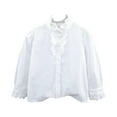 thumbnail image 1 of ZACPNCV Girls Shirt Button-Down Blouse Kids School Uniform Elegant Lace Decorated with Large Lapel White 9-10 Years, 1 of 3