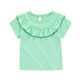 thumbnail image 1 of ZACPNCV Girls Shirts Crewneck Ruffle Short Sleeve Summer Blouses Casual Cute Flowy Tees Tops Mint Green 3-4 Years, 1 of 9