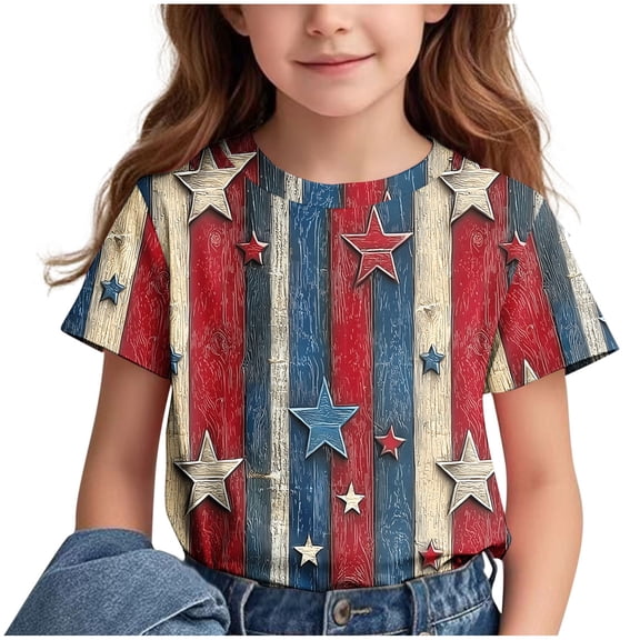 ZACPNCV Girls Shirts Graphic T-Shirt Neon Clothes Kids Novelty Youth Short Sleeve Animals Print Tees Blue 9-10 Years