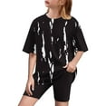 thumbnail image 1 of ZACPNCV Girls Short Sleeve T Shirt with Biker Shorts Set Striped Print 2 Piece Summer Outfits Black 10-11 Years, 1 of 8