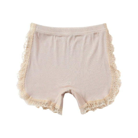 ZACPNCV Girls Shorts Panties Kids Toddler Cute Ruffle Lace Underwear Boxer Briefs Solid Cotton Biker Shorts Summer Clothes Beige 6-7 Years