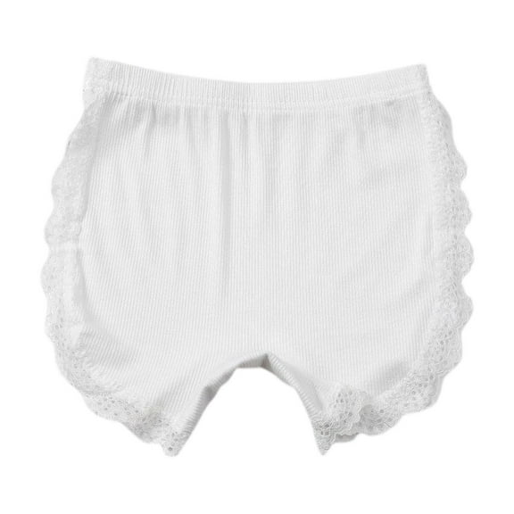 ZACPNCV Girls Shorts Panties Kids Toddler Cute Ruffle Lace Underwear Boxer Briefs Solid Cotton Biker Shorts Summer Clothes White 6-7 Years