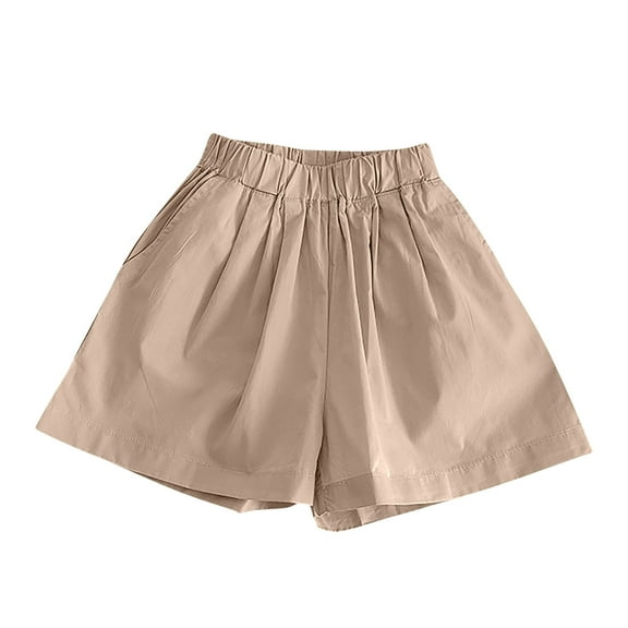 ZACPNCV Girls Shorts Pants Casual Linen Cotton Shorts for Toddler Girls Kids Summer Clothes Khaki 8-9 Years
