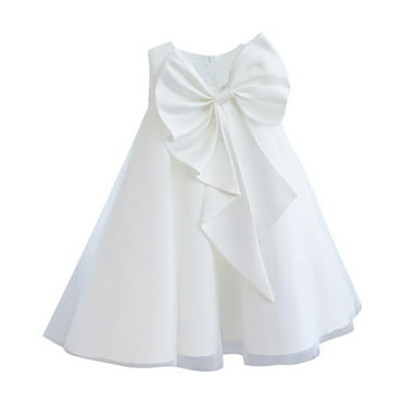 ZACPNCV Girls Sleeveless Bow-Knot Birthday Party Dresses Kids Princess Communion Gown Bridesmaid Wedding Prom Dress 7-8 Years