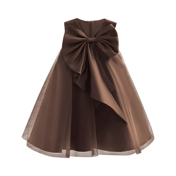 ZACPNCV Girls Sleeveless Bow-Knot Birthday Party Dresses Kids Princess Communion Gown Bridesmaid Wedding Prom Dress 7-8 Years
