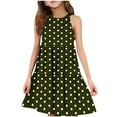 thumbnail image 1 of ZACPNCV Girls' Sleeveless Dress Summer Casual Sundress Skater Swing Twirly Halter Dress Olive Green 4-5 Years, 1 of 7